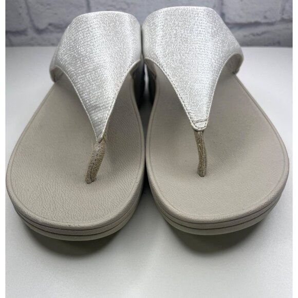 Fit Flp Sandals White Pearl Comfort Toe Ladies Size 11 Thong Sandals Shimmer - Picture 9 of 10